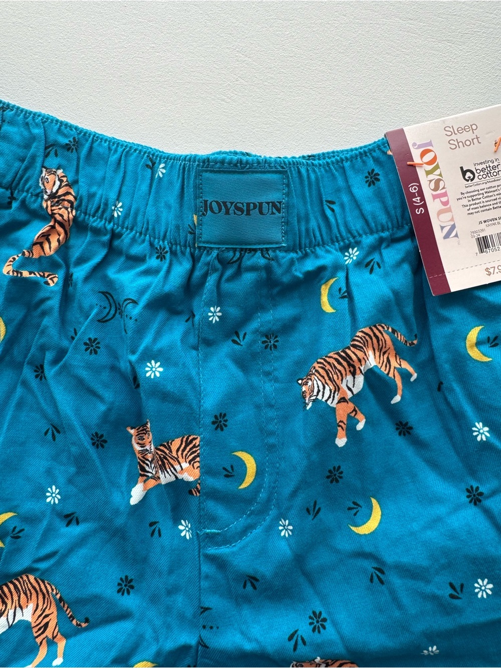 Women’s Teal Tiger Print Boxer Sleep Shorts - Picture 2 of 4